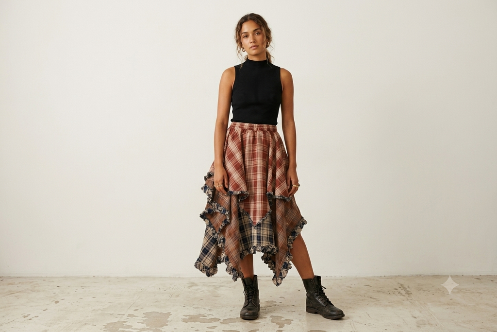 Handkerchief Plaid Skirt