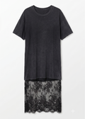 Lace-Trim Mineral Wash T-Shirt Dress