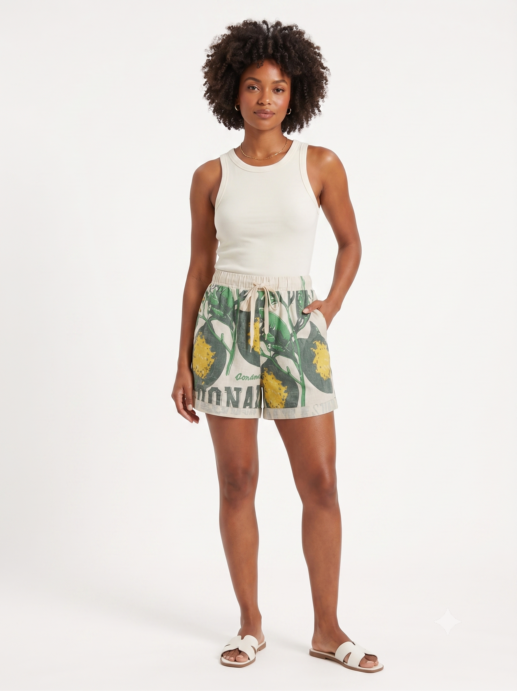 Graphic Linen-Blend Shorts