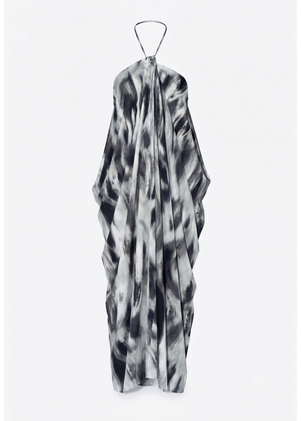 Abstract Marble Draped Halter Maxi Dress