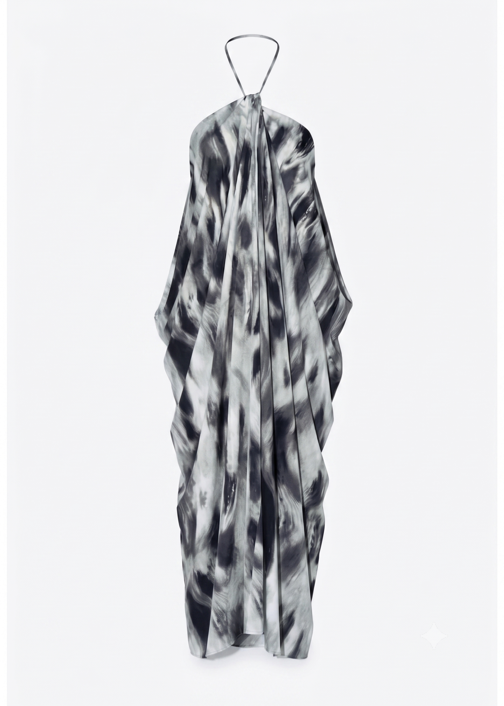Abstract Marble Draped Halter Maxi Dress