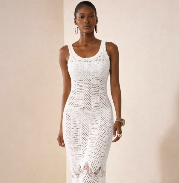White Crochet Maxi Dress