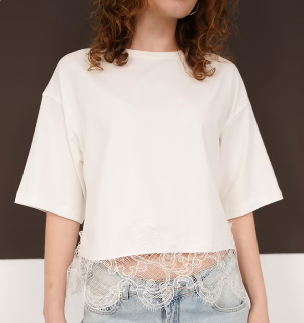White Lace Casual T-shirt
