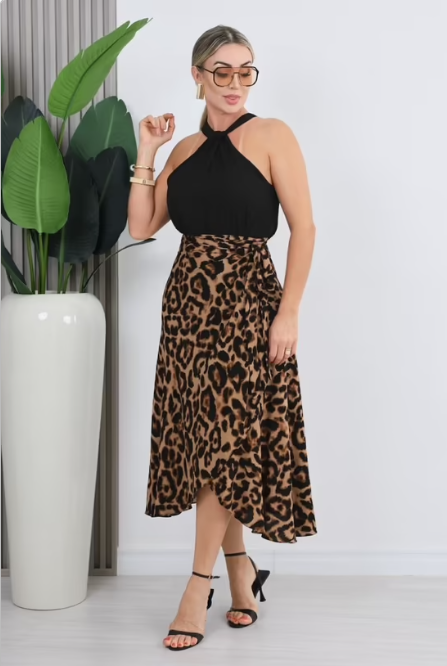 Leopard Wrap Midi Skirt PRE-ORDER